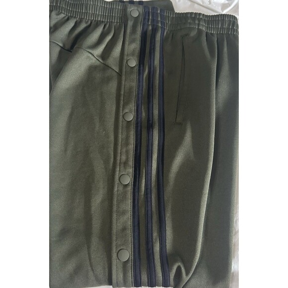 Adidas Track Pants Mens M Snap Button Three Stripe Green Athletic Joggers BR3293 - Picture 6 of 8